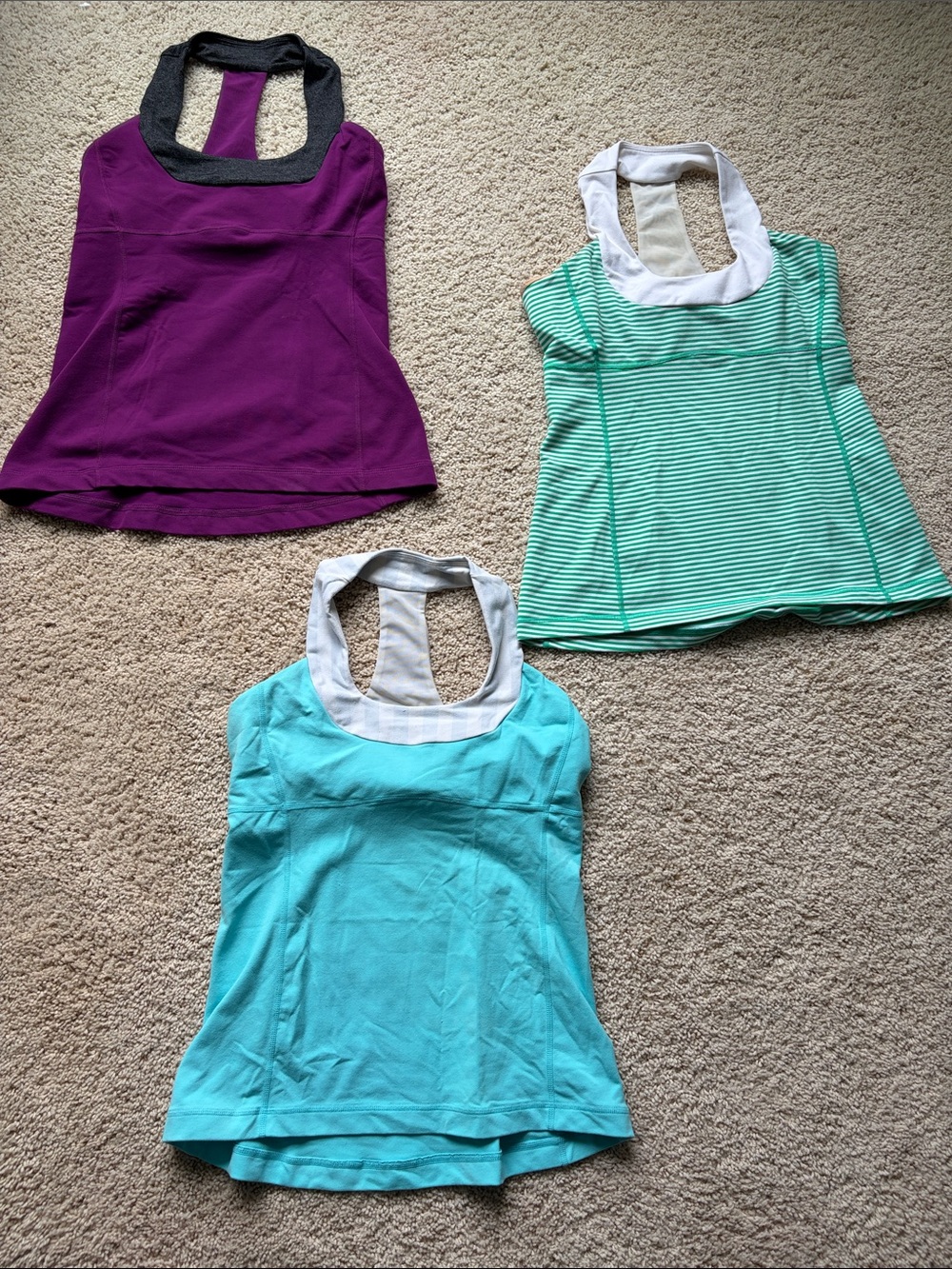 lululemon magenta racerback sports bra with gray accents